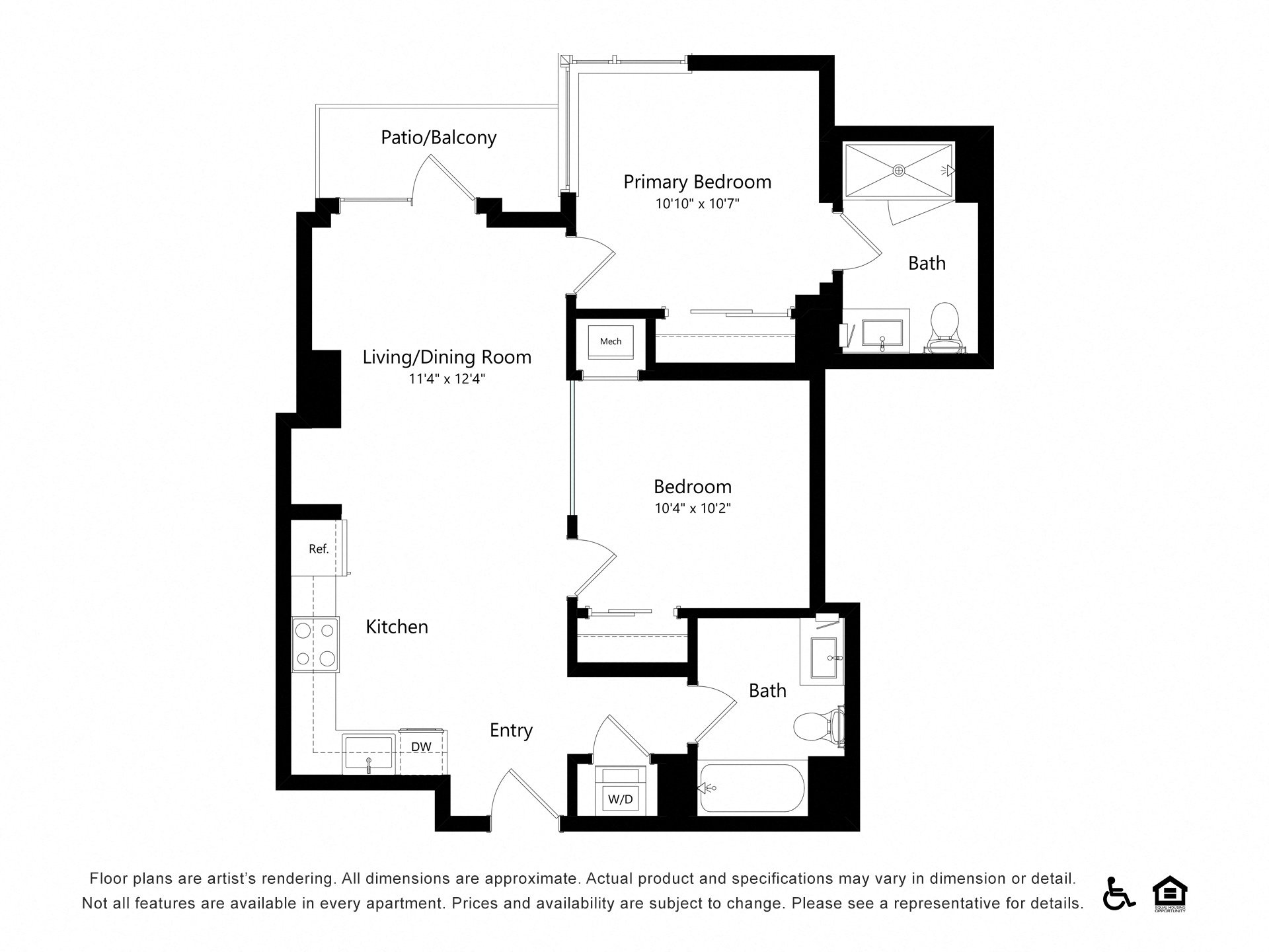 2 Beds |  2 Baths |  "apartment"